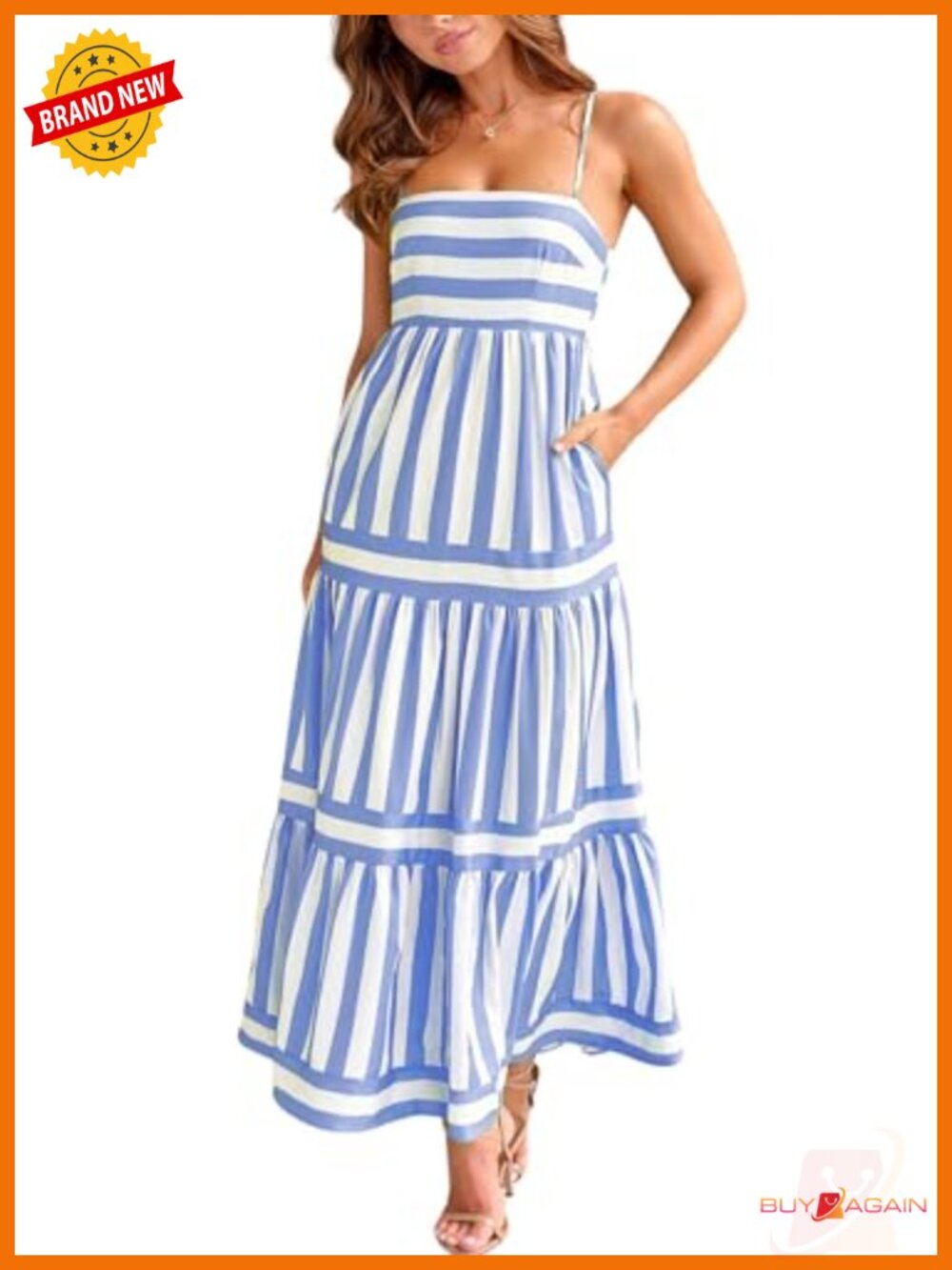 Spaghetti Strap Smocked Back Maxi Sundress Flowy Beach Dress